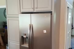 Close-up of sprayed cabinet door finish from a cabinet refinishing project in Groton Massachusetts