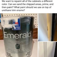 Poor cabinet painting job with uneven finish and drips. Expert refinishing needed to restore a smooth, professional look. Botched Cabinet Painters.