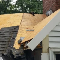 Roof deck installation in progress at a residential home.