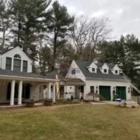 Roof replacement with new shingles and roofing structure.