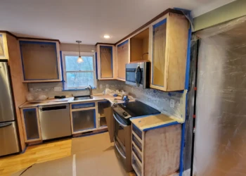 Anyone can paint cabinets. Few are willing to invest the time required to prepare them properly. This completed sanding phase is one of the reasons Finish Masters delivers results that last.
See how Finish Masters transformed this kitchen during our
<a rel="noopener"
href="https://myfinishmasters.com/cabinet-painting-tewksbury-ma/"
style="color:#0073aa;font-weight:700;">
Cabinet Painting Tewksbury MA Project
</a>
using our multi-stage sanding, repair, priming, and furniture-grade coating process designed to deliver a finish that outperforms most factory cabinet finishes. Finish Masters cabinet painting project in Tewksbury Massachusetts with all cabinet surfaces fully sanded and prepared before primer application and factory-finish refinishing.