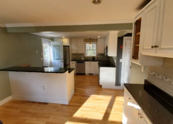 The transformation is complete. What was once a dated kitchen now features a bright, modern, furniture-grade finish achieved through a process built on preparation, craftsmanship, and accountability.
<p>
See how Finish Masters transformed this kitchen during our
<a rel="noopener"
href="https://myfinishmasters.com/cabinet-painting-tewksbury-ma/"
style="color:#0073aa; font-weight:700;">
Cabinet Painting Tewksbury MA Project
</a>
using our professional cabinet painting process and durable furniture-grade coatings.
</p> Finish Masters cabinet refinishing project in Tewksbury Massachusetts showing the completed kitchen transformation with professionally refinished cabinets and our reputation-backed better-than-factory finish.